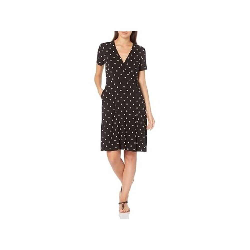 Amazon Essentials Women Short Sleeve V Neck Faux-Wrap Dress